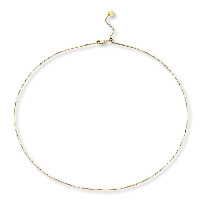 Main Image 2 of Adjustable Solid Box Chain 14K Yellow Gold 16"-20" Length 0.8mm