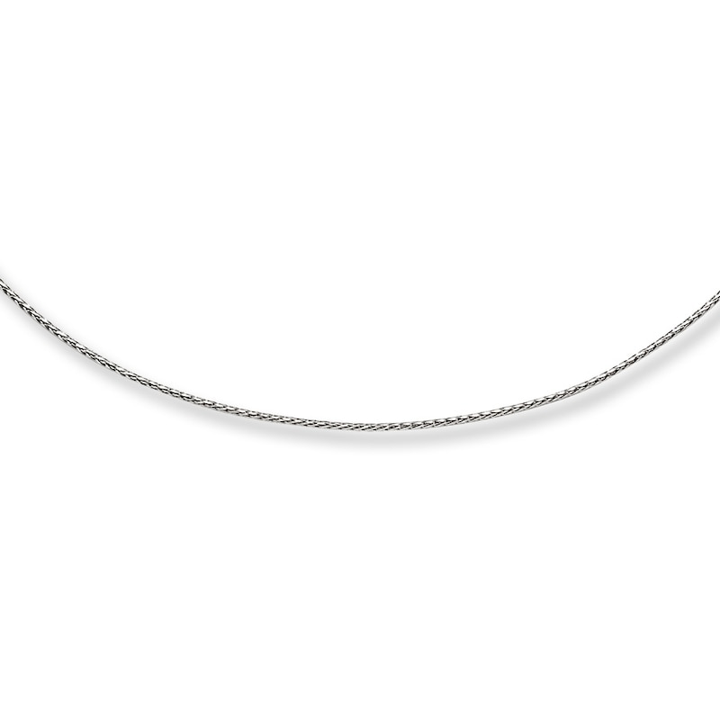 Adjustable Solid Wheat Chain 14K White Gold 16"-20" Length 1.25mm