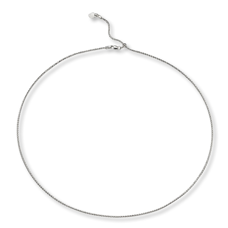Main Image 2 of Adjustable Solid Wheat Chain 14K White Gold 16&quot;-20&quot; Length 1.25mm