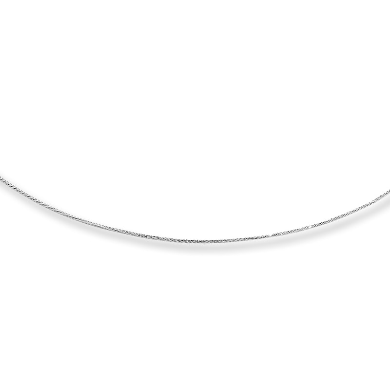 Round Solid Wheat Chain 14K White Gold 18" Length 0.75mm