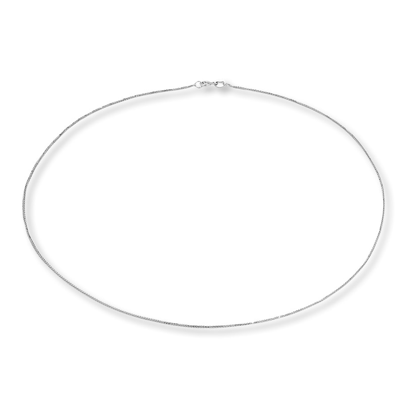 Round Solid Wheat Chain 14K White Gold 18" Length 0.75mm