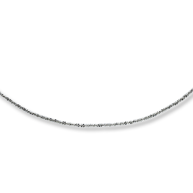 Adjustable Solid Necklace 14K White Gold 16"-20" Length 1.5mm