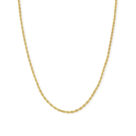Solid Rope Chain Necklace 14K Yellow Gold 18" Length 1.5mm