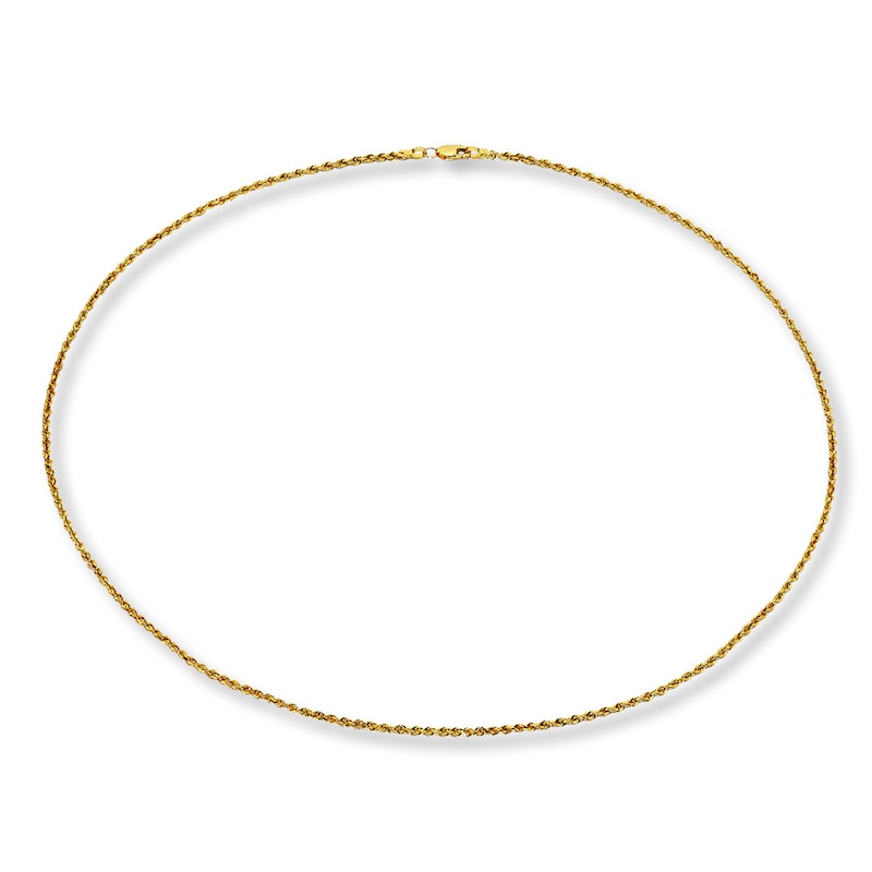 Solid Rope Chain Necklace 14K Yellow Gold 18" Length 1.5mm