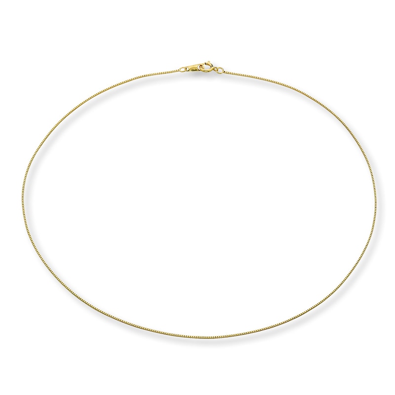 Main Image 2 of Solid Box Chain 14K Yellow Gold 18" Length 0.65mm
