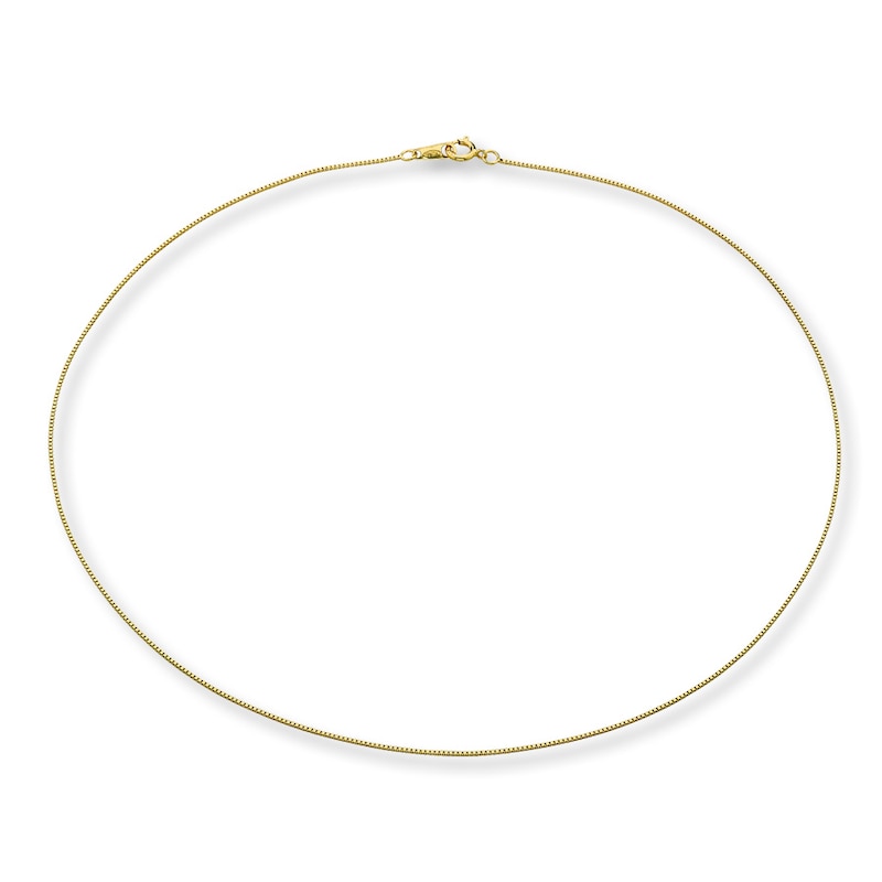 Solid Box Chain 14K Yellow Gold 18" Length 0.5mm