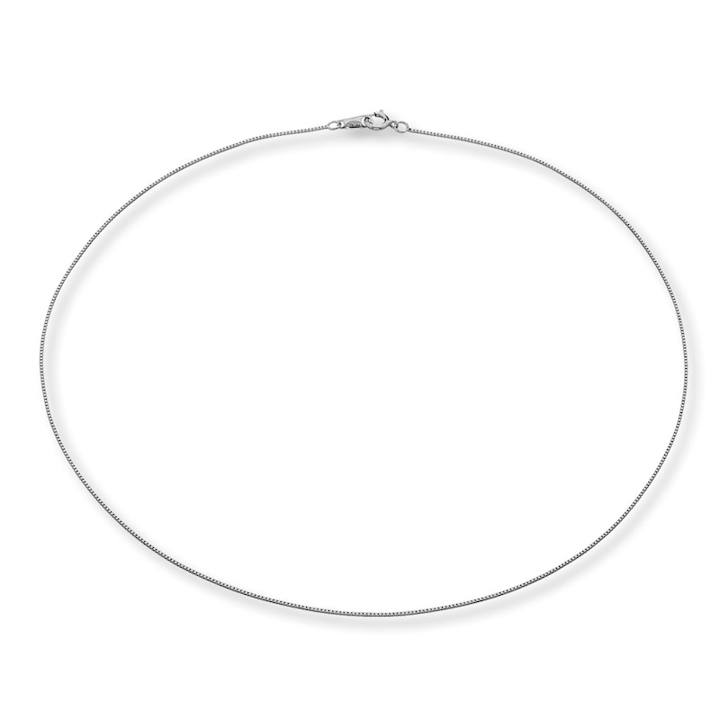 Main Image 2 of Solid Box Chain 14K White Gold 16" Length 0.65mm