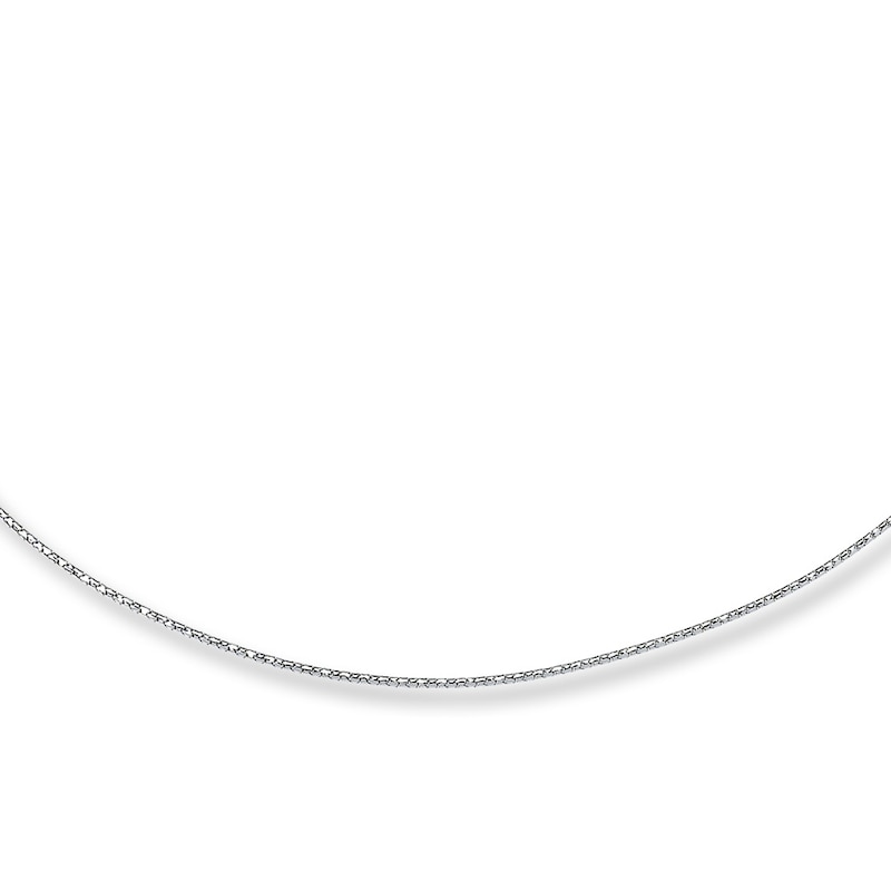 Solid Bird Cage Necklace 14K White Gold 18-inch Length 1mm