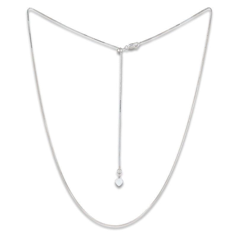 Solid Box Chain 10K White Gold 16-20" Adjustable Length 1mm