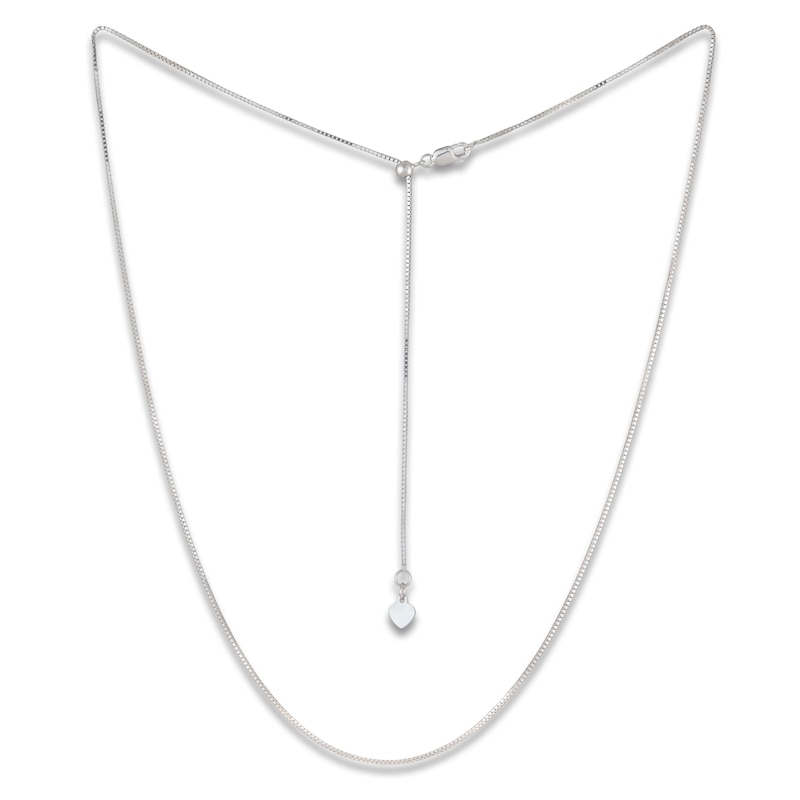 Main Image 1 of Solid Box Chain 10K White Gold 16-20" Adjustable Length 1mm