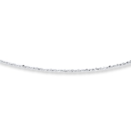 Solid Chain Necklace 10K White Gold 20" Adjustable 0.8mm