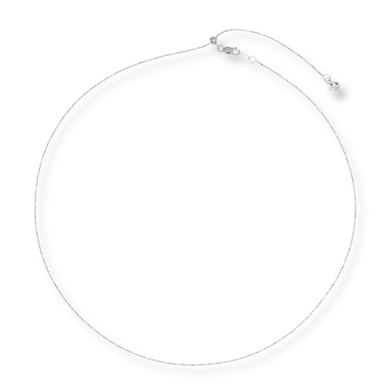 Solid Chain Necklace 10K White Gold 20" Adjustable 0.8mm
