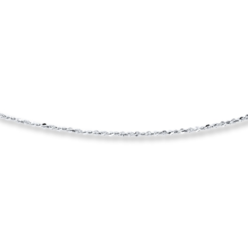 Solid Chain Necklace 10K White Gold 20" Adjustable 0.75mm
