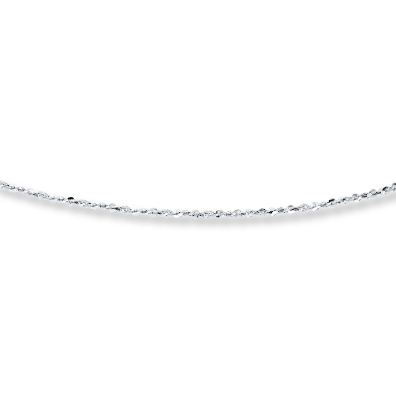 Main Image 1 of Solid Chain Necklace 10K White Gold 20" Adjustable 0.8mm