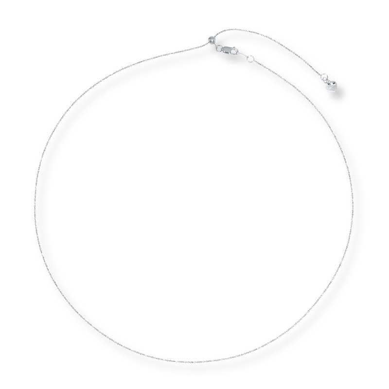 Main Image 2 of Solid Chain Necklace 10K White Gold 20" Adjustable 0.8mm