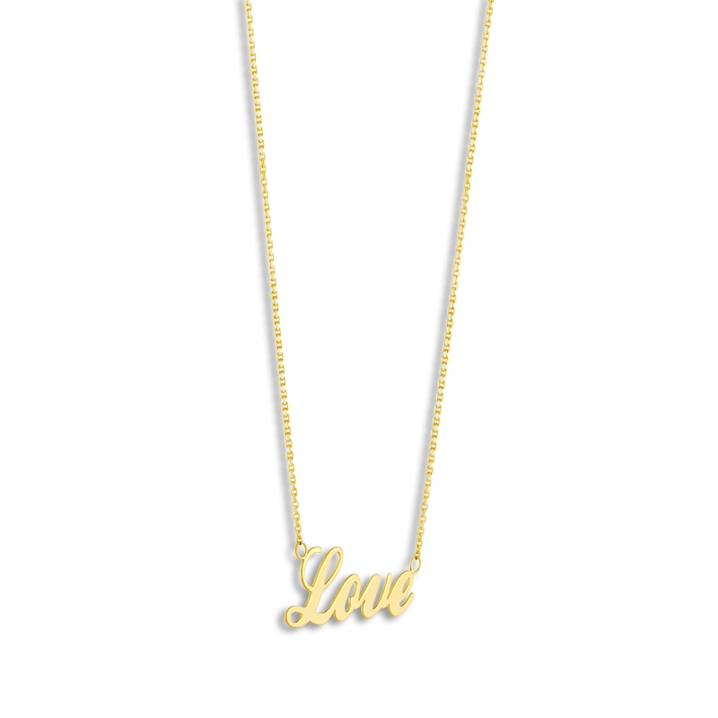 "Love" Necklace 14K Yellow Gold 18" Adjustable