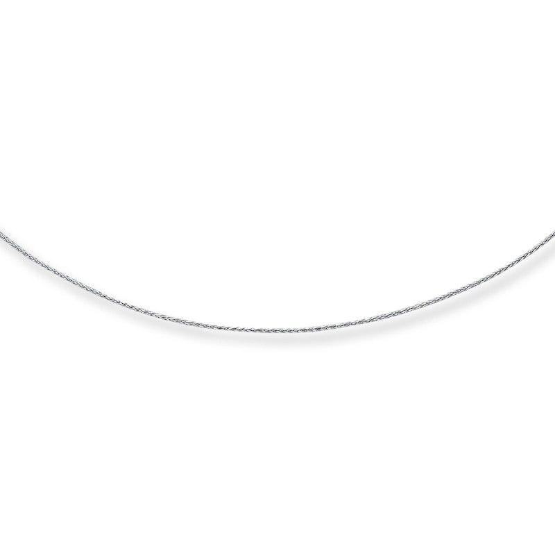 Solid Square Wheat Chain 10K White Gold 20" Adjustable 1.17mm