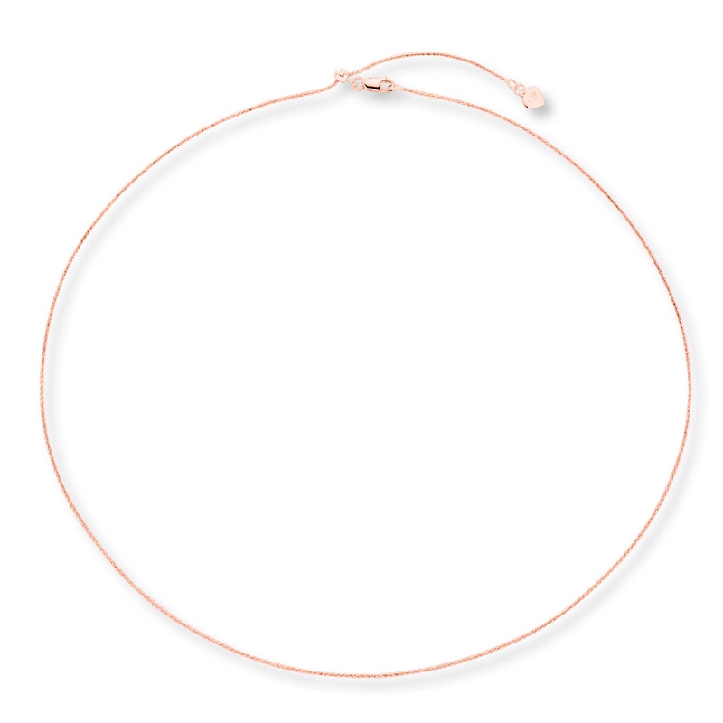 Main Image 2 of Solid Square Wheat Chain 10K Rose Gold 20" Adjustable 0.85mm