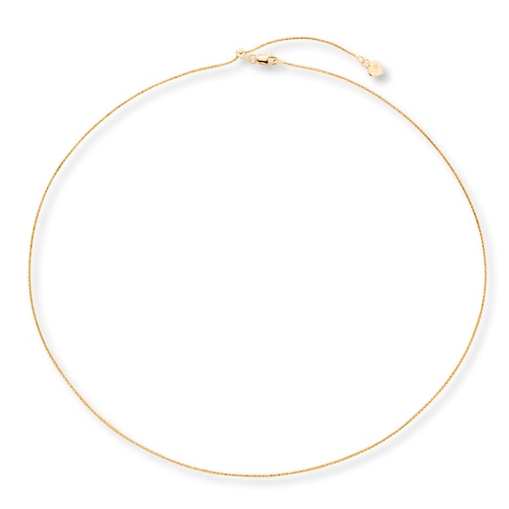Solid Square Wheat Chain 10K Yellow Gold 20" Adjustable 0.85mm