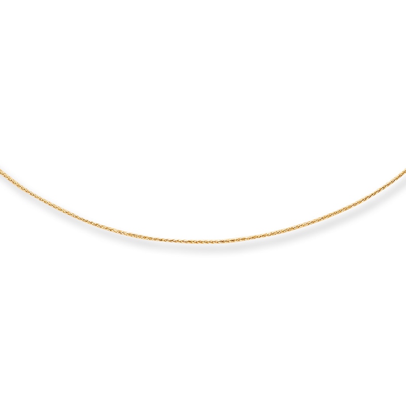 Main Image 1 of Solid Square Wheat Chain 10K Yellow Gold 20" Adjustable 0.85mm