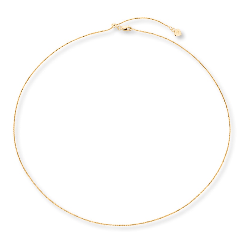 Main Image 2 of Solid Square Wheat Chain 10K Yellow Gold 20" Adjustable 0.85mm