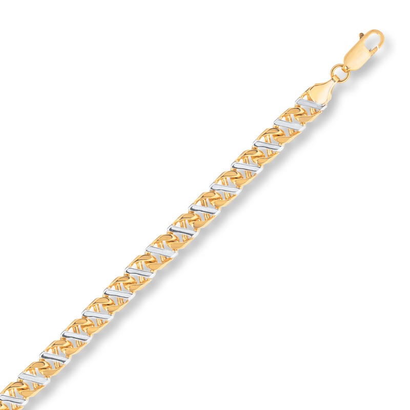 Main Image 2 of Solid Mariner Link Necklace 10K Two-Tone Gold 22" Length 6.9mm