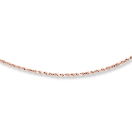 Solid Rope Chain Necklace 10K Rose Gold 24" Adjustable 2mm
