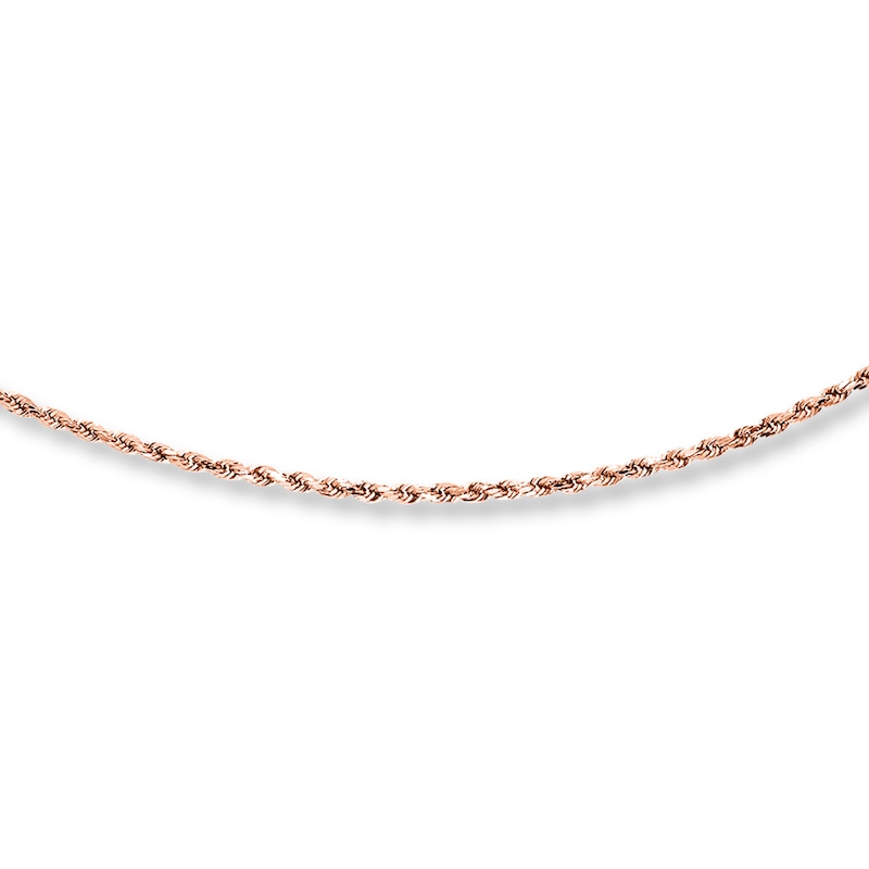 Solid Rope Chain Necklace 10K Rose Gold 24" Adjustable 2mm