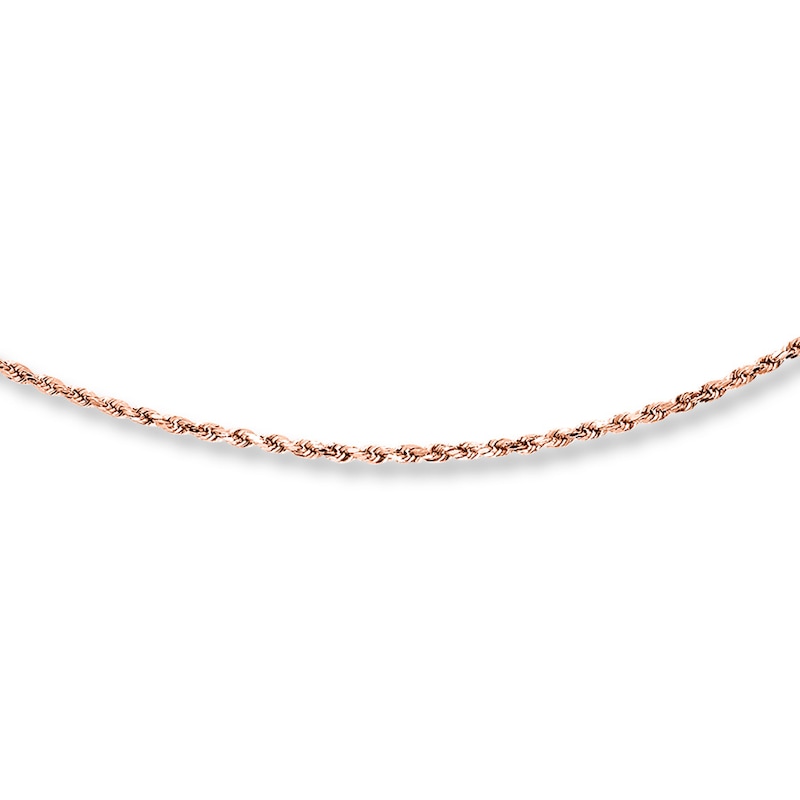Main Image 1 of Solid Rope Chain Necklace 10K Rose Gold 24" Adjustable 2mm
