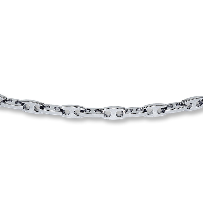 Solid Link Necklace Stainless Steel 24.5" Length 7mm