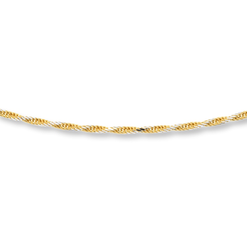 Solid Rope Chain Necklace 10K Two-Tone Gold 20" Length 1.8mm
