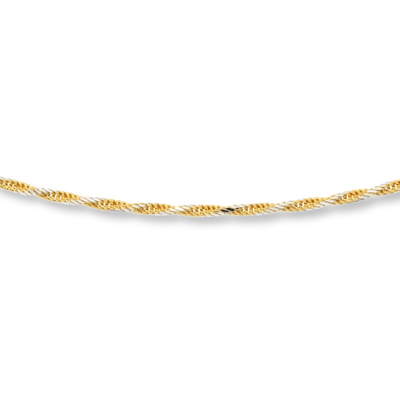 Main Image 1 of Solid Rope Chain Necklace 10K Two-Tone Gold 20" Length 1.8mm