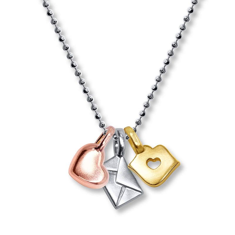 Alex Woo Necklace Love Trio Sterling Silver/14K Gold