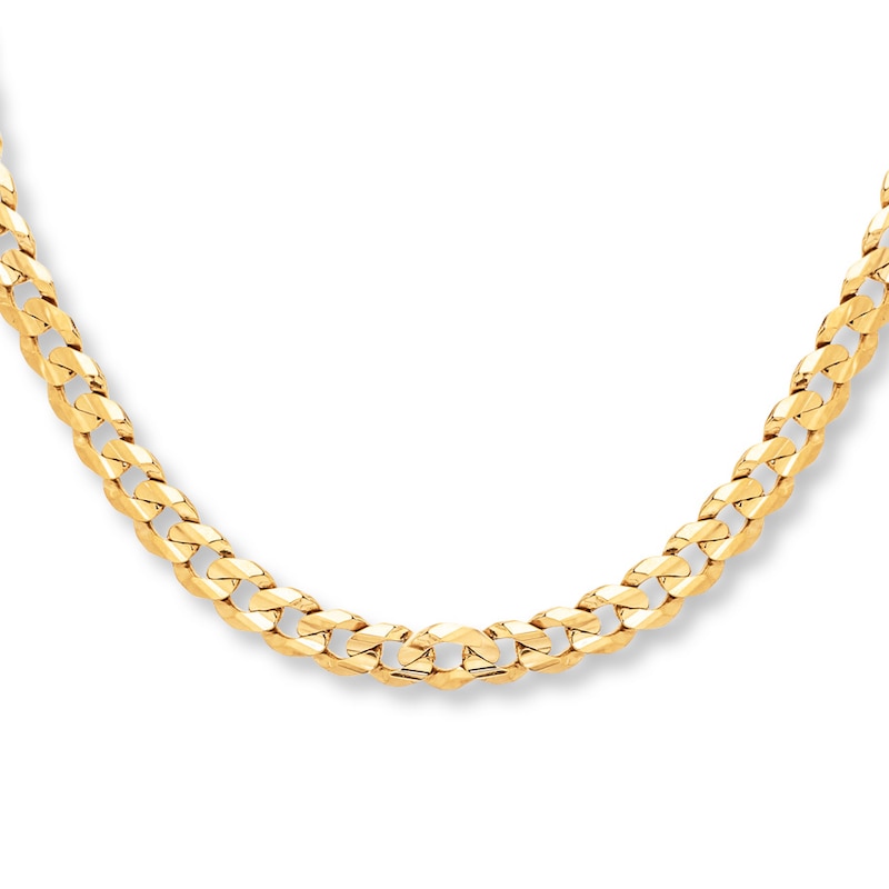 Solid Curb Chain  Necklace 10K Yellow Gold 22" Length 8.5mm
