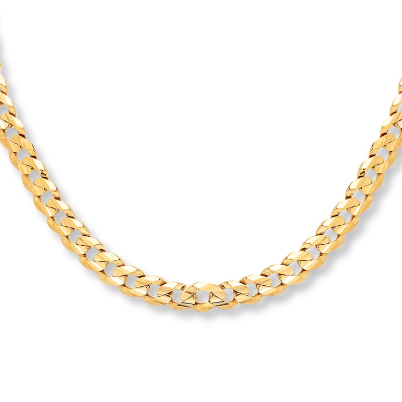 Main Image 1 of Solid Curb Chain Necklace 10K Yellow Gold 22" Length 8.5mm