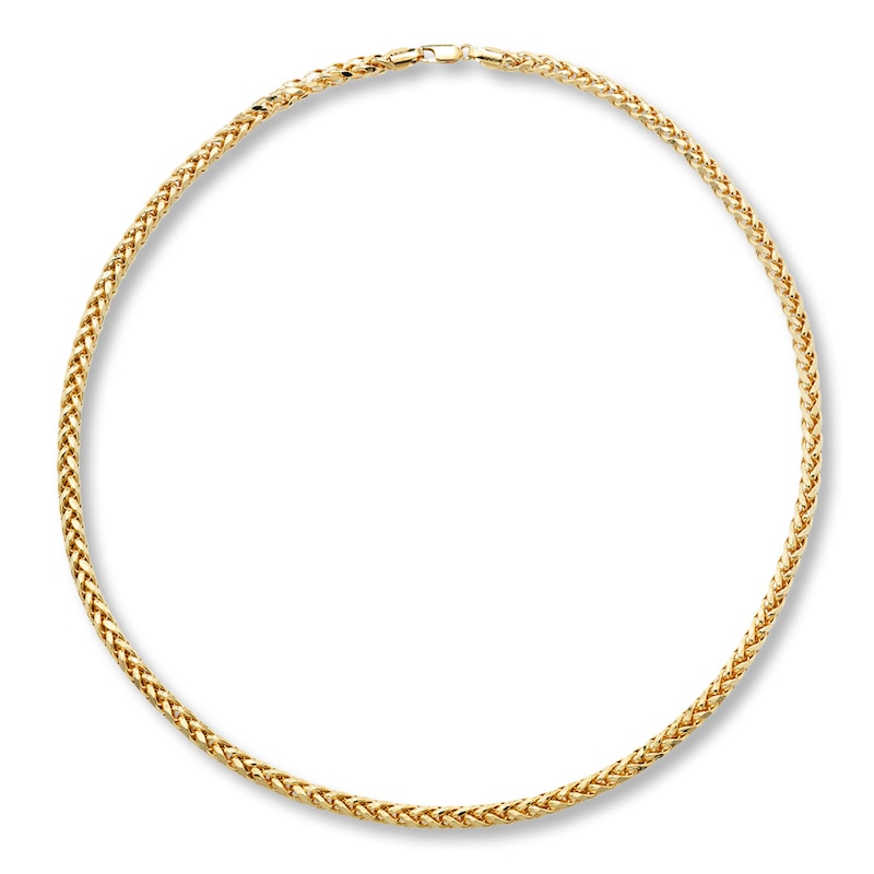 Main Image 2 of Hollow Triple Wheat Chain Necklace 10K Yellow Gold 22" Length 5.3mm