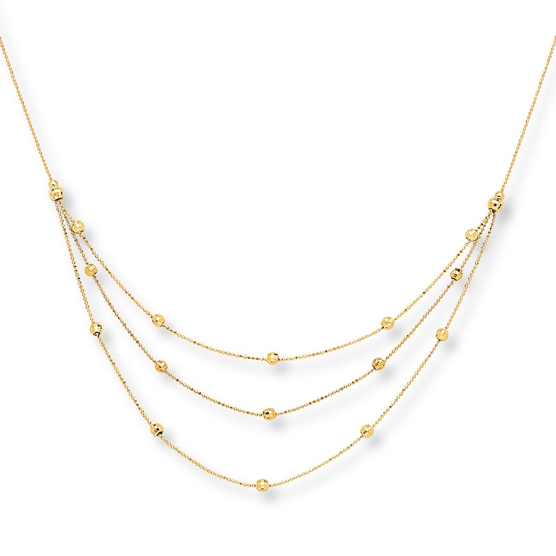 Main Image 1 of 3-Tier Necklace 10K Yellow Gold 17" Length