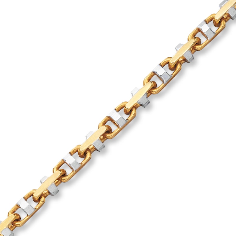 Solid Boston Link Chain 10K Two-Tone Gold 22" Length 5.25mm