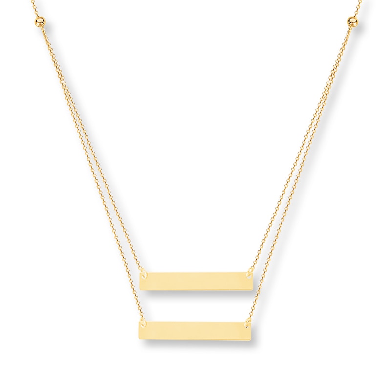 Stacked Bar Necklace 10K Yellow Gold 16" Length