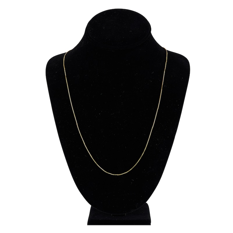 Solid Box Chain 14K Yellow Gold 24" Length 0.66mm