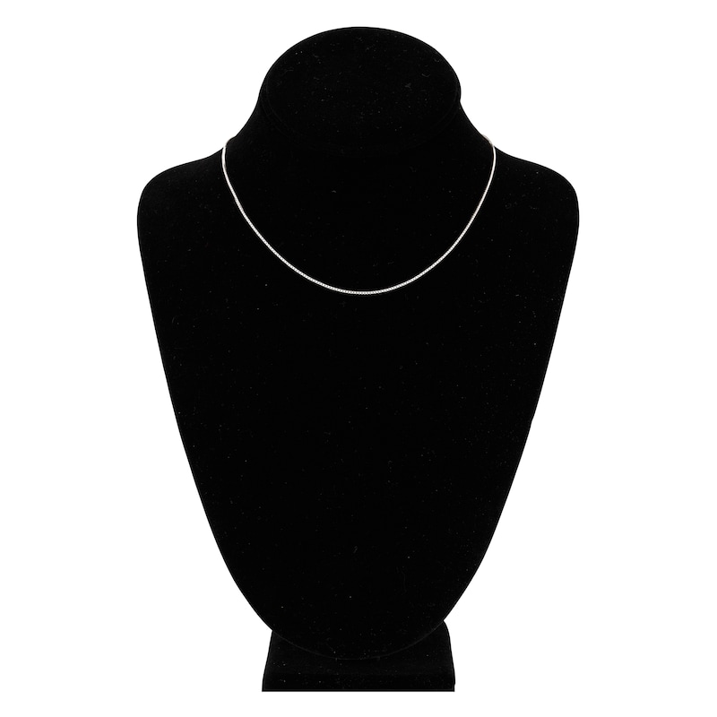 Solid Box Chain 14K White Gold 16" Length 0.75mm