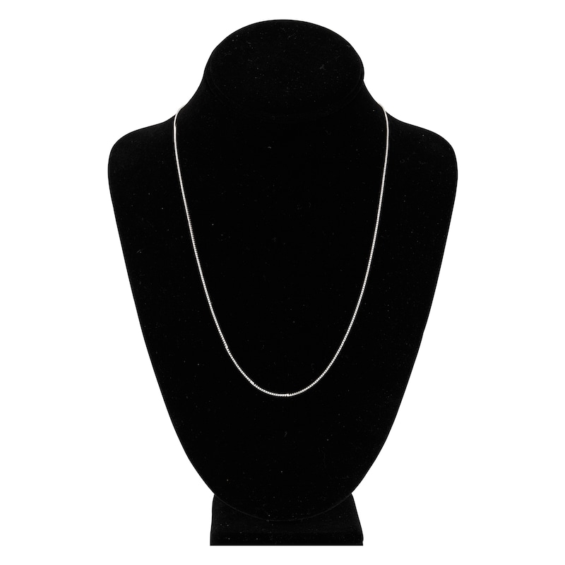 Solid Box Chain 14K White Gold 22" Length 0.75mm