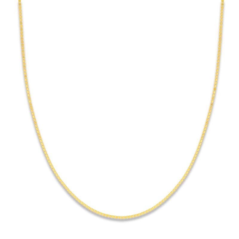 Solid Box Chain 14K Yellow Gold 20" Length 1mm