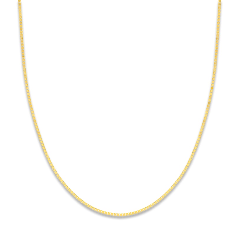 Solid Box Chain 14K Yellow Gold 22" Length 1mm