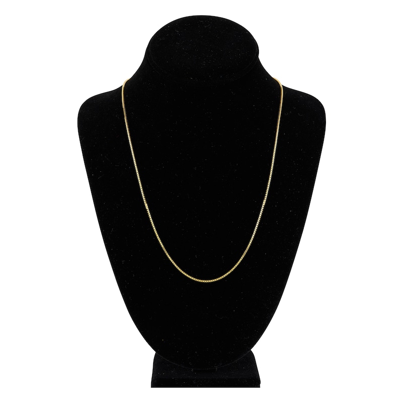 Solid Box Chain 14K Yellow Gold 22" Length 1mm