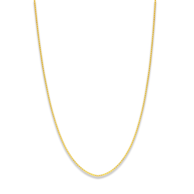 Solid Box Chain 14K Yellow Gold 18" Length 0.5mm