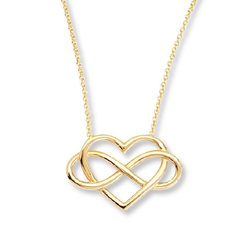 Heart Infinity Necklace 14K Yellow Gold 16"