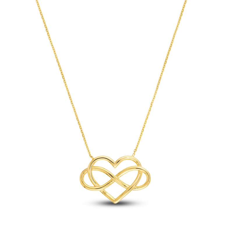 Main Image 1 of Heart Infinity Necklace 14K Yellow Gold 16"