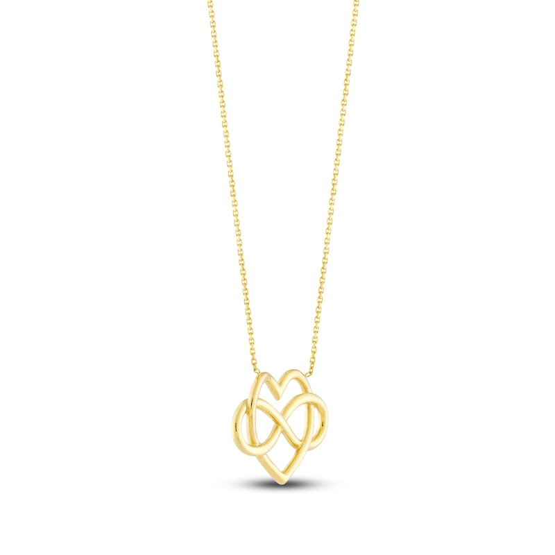 Heart Infinity Necklace 14K Yellow Gold 16"