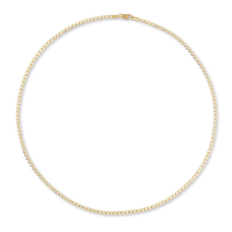 Main Image 1 of Solid Curb Chain Necklace 10K Yellow Gold 20" Length 2.4mm